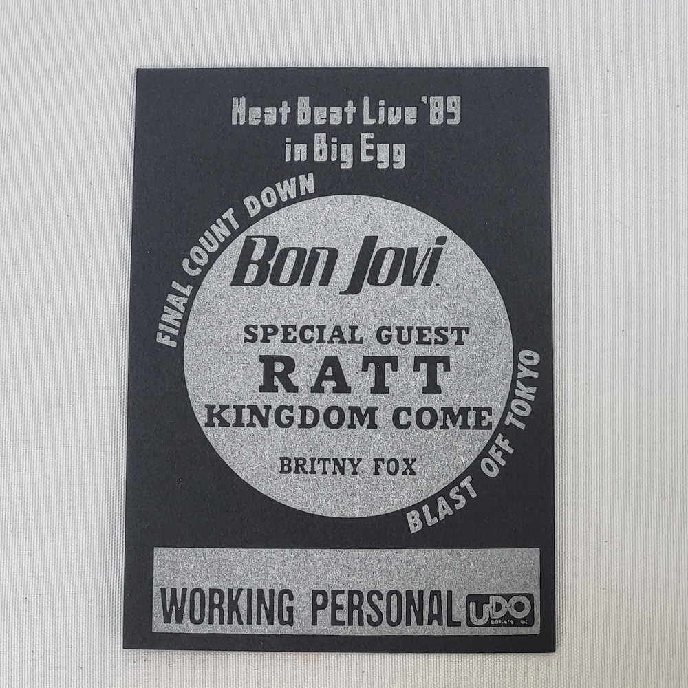 Bon Jovi Ratt Kingdom Come 1989 Tokyo Heat Beat Live Concert Backstage Pass